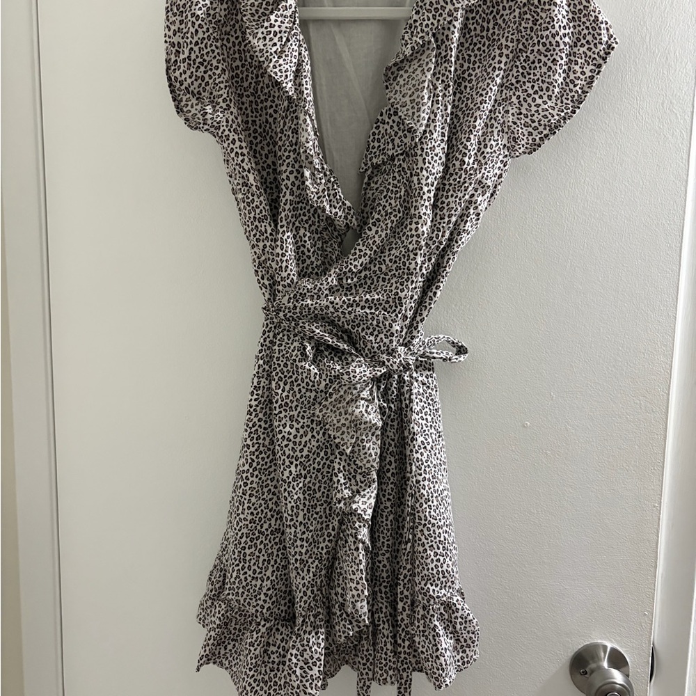 Muse Monochrome Leopard Print Mini Dress